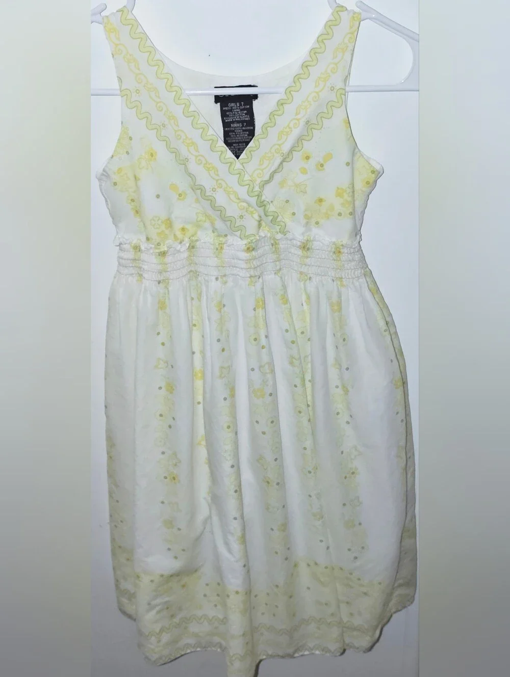 Vintage George White With Yellow& Green Floral Sundress for Girls